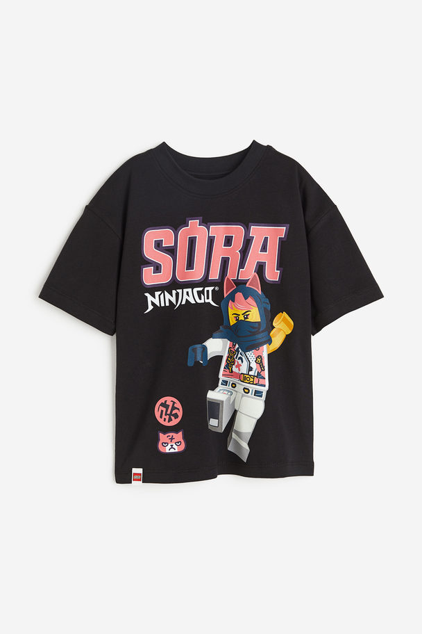 H&M T-shirt Med Trykk Sort/lego Ninjago