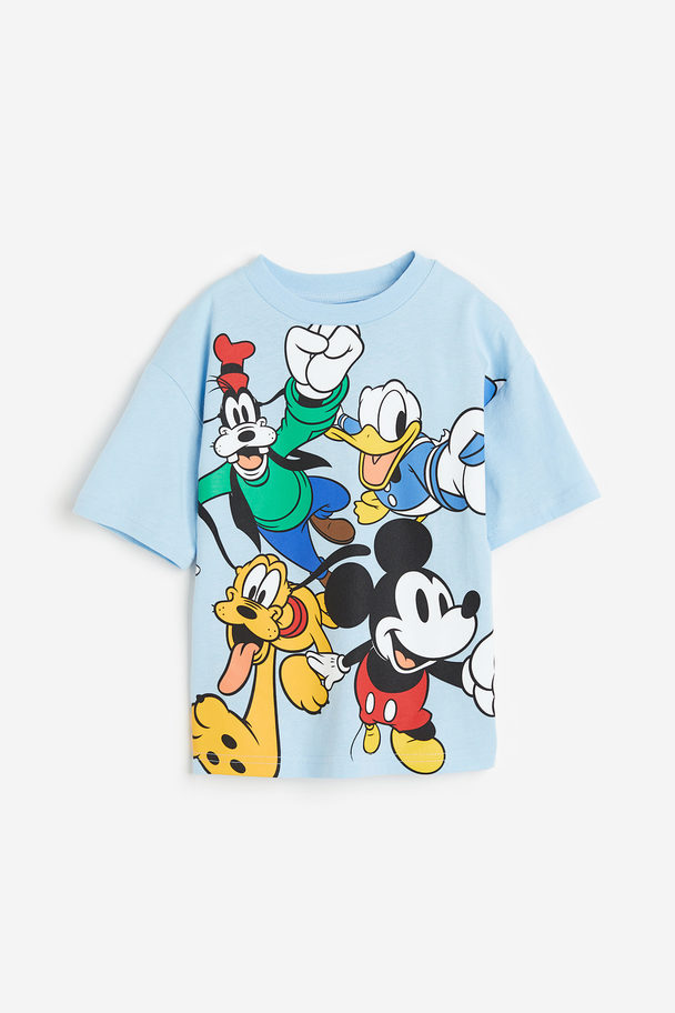 H&M T-Shirt mit Print Hellblau/Disney