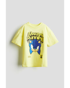 Printed T-shirt Light Yellow/sonic The Hedgehog