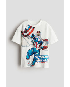 T-shirt Med Tryck Vit/captain America