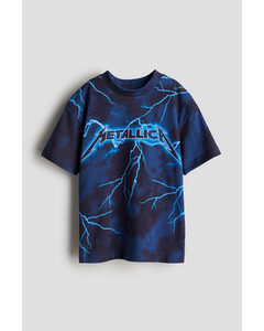 Printed T-shirt Dark Blue/metallica
