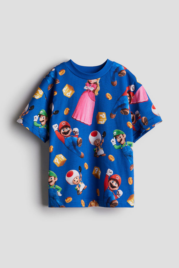 H&M T-shirt Med Tryck Klarblå/super Mario