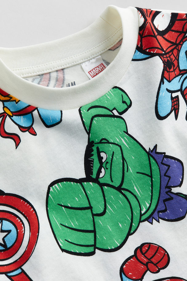 H&M T-Shirt mit Print Weiß/Marvel Comics