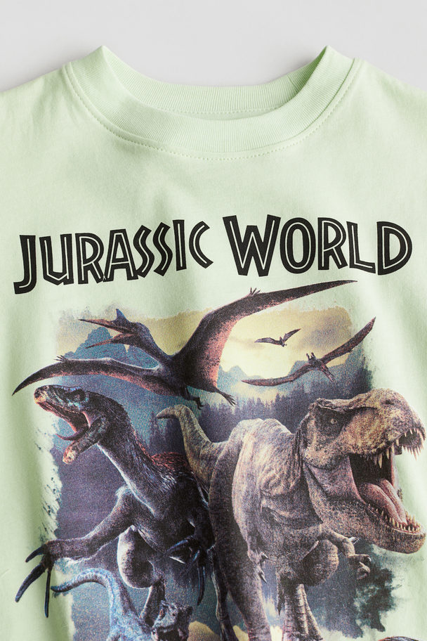 H&M Printed T-shirt Light Green/jurassic World