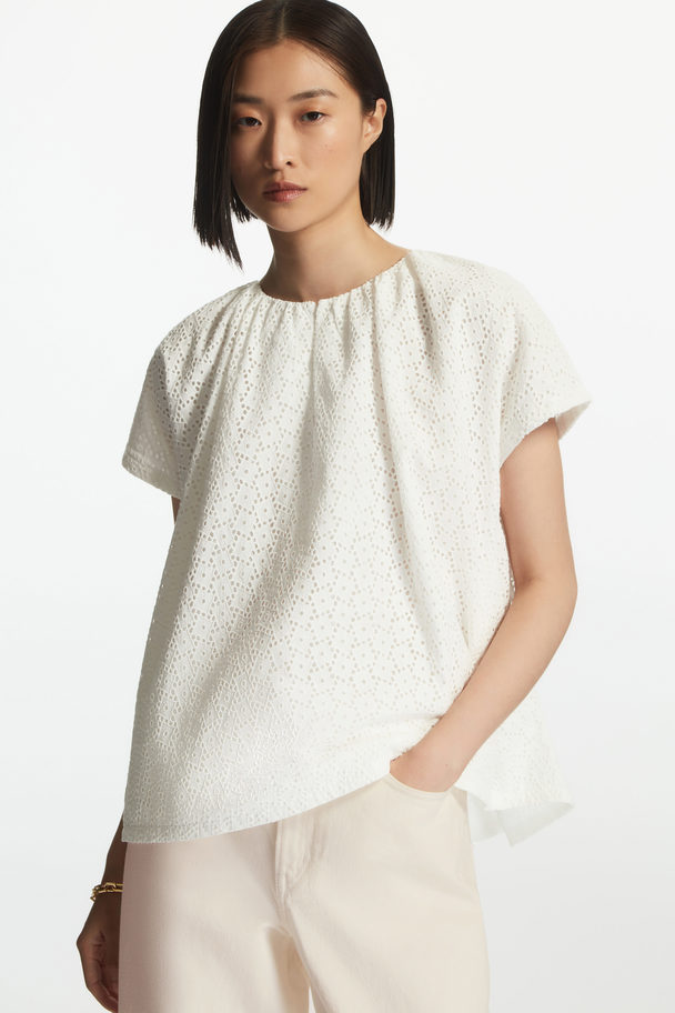 COS Loose-fit Broderie Anglaise Top White