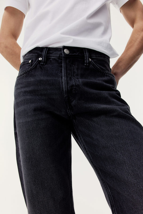 H&M Straight Regular Jeans Denimzwart