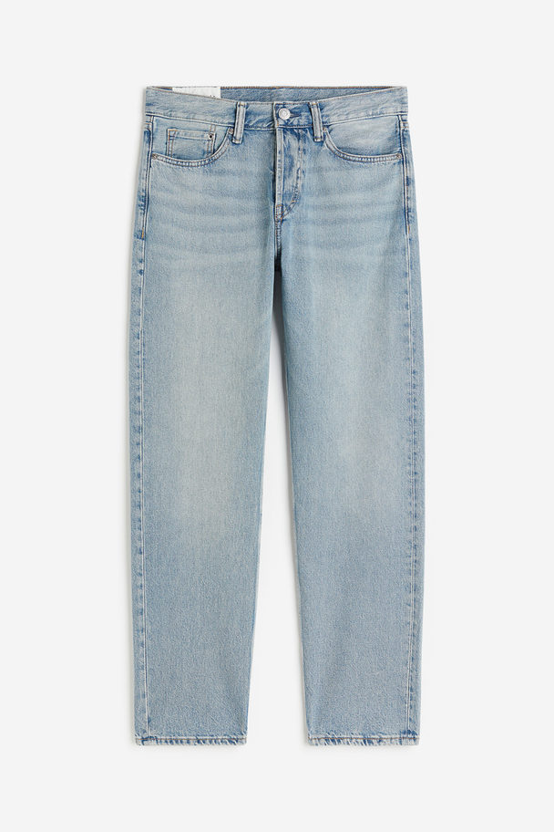 H&M Straight Regular Jeans Ljus Denimblå