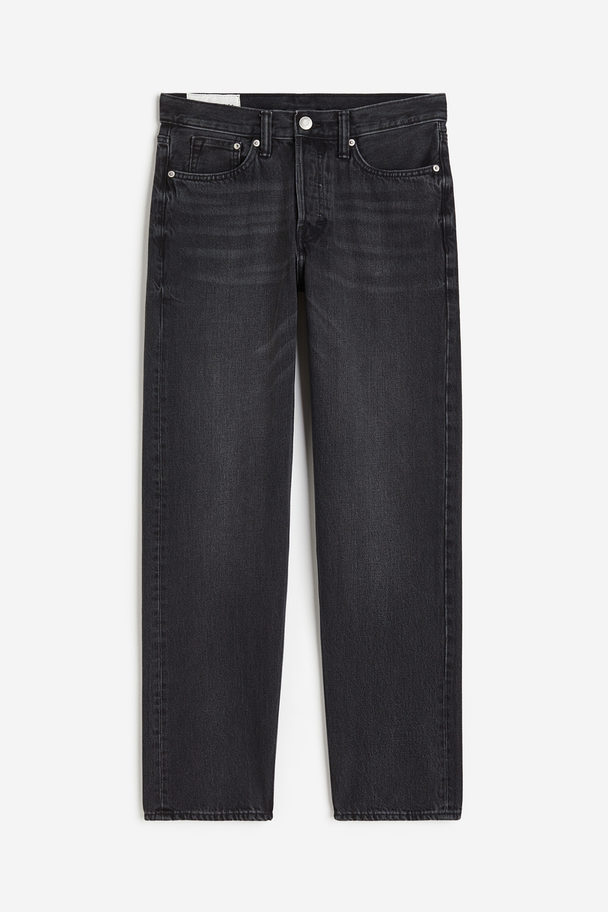 H&M Straight Regular Jeans Denimschwarz
