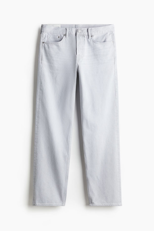 H&M Straight Regular Jeans Lichtgrijs