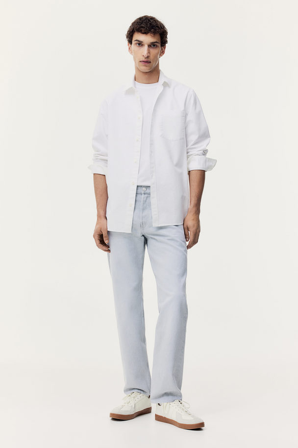 H&M Straight Regular Jeans Lys Grå