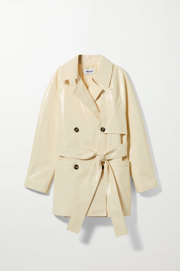 Weekday Janis Coated Short Trench Off-white