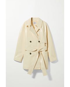 Janis Coated Short Trench Off-white