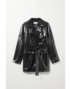 Janis Coated Short Trench Black