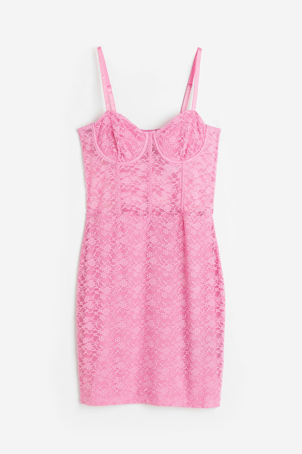 H&M Lace Corset Dress Pink