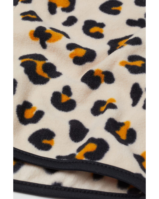 H&M Fleece Jacket Light Beige/leopard Print