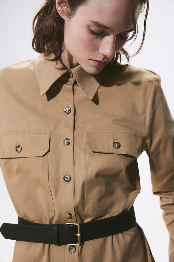 H&M Belted Utility Shirt Beige