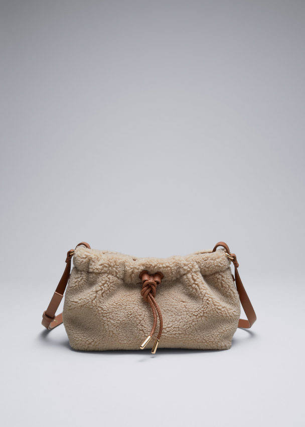 & Other Stories Leather-trimmed Pile Bag Beige