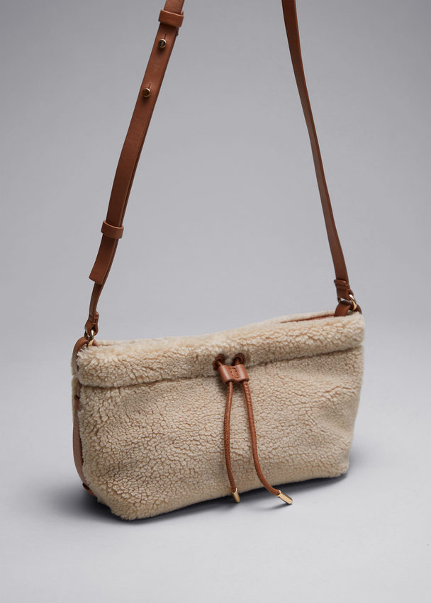 & Other Stories Leather-trimmed Pile Bag Beige