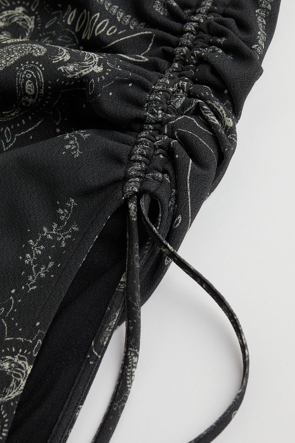 H&M One Shoulder-kjole Sort/paisleymønstret