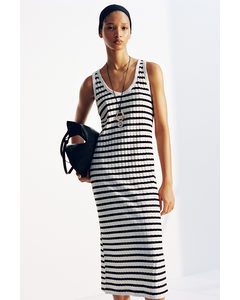 Rib-knit Dress White/black Striped