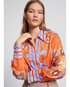 Relaxed Wide Collar Shirt Printed Purple