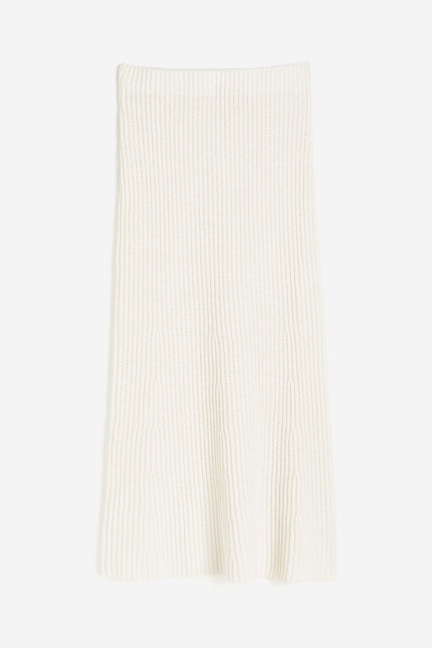 H&M Rib-knit Skirt Cream