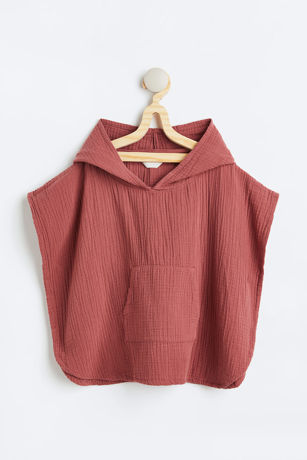 H&M Double-weave Cotton Poncho Towel Brick Red