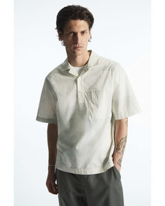 Printed Half-placket Short-sleeved Shirt White / Green / Printed