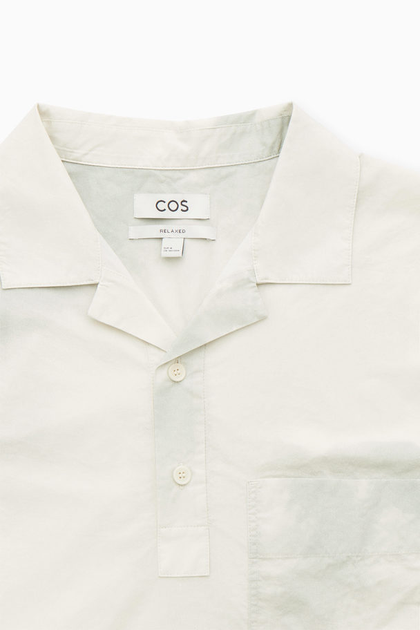 COS Printed Half-placket Short-sleeved Shirt White / Green / Printed