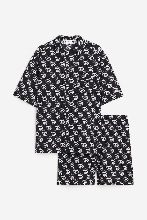 H&M Pyjamajasje En -short - Relaxed Fit Zwart/disney100