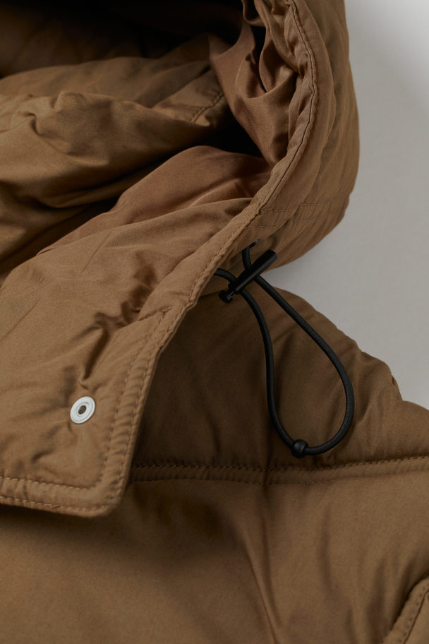 H&M Puffer Jacket mit Kapuze Grünbraun