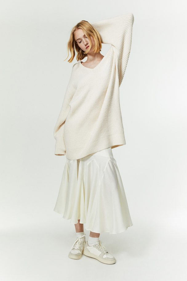 H&M Rib-knit Dress Natural White
