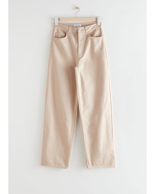& Other Stories Wide High Rise Trousers Beige