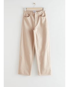Wide High Rise Trousers Beige