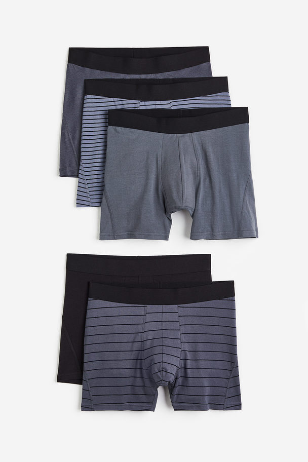 H&M 5-pack Xtra Life™ Mid Trunks Dark Grey/striped