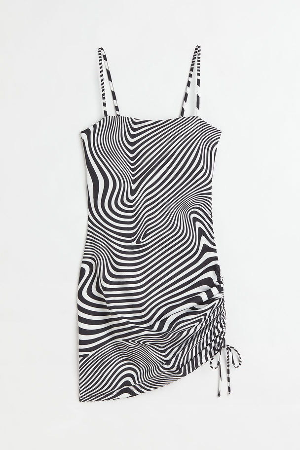 H&M Draperet Slip In-kjole Sort/mønstret