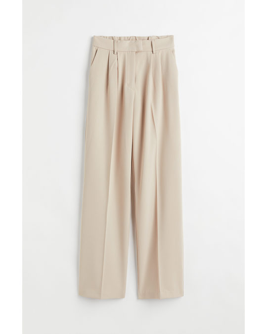 H&M High-waisted Tailored Trousers Light Beige