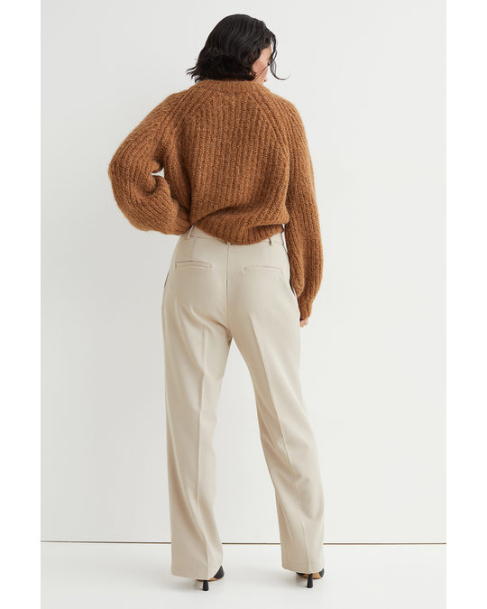 H&M High-waisted Tailored Trousers Light Beige
