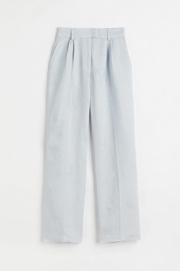 H&M High-waisted Tailored Trousers Light Grey-blue