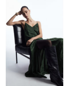 Tiered Paisley-jacquard Silk Maxi Dress Dark Green / Paisley