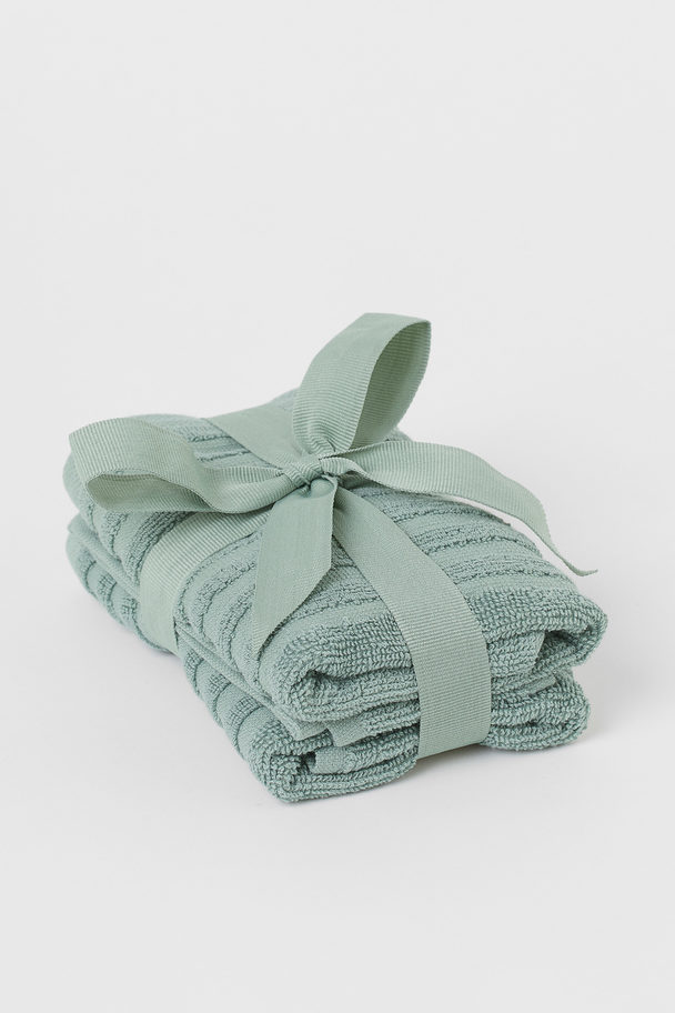 H&M HOME 2-pack Cotton Guest Towels Sage Green