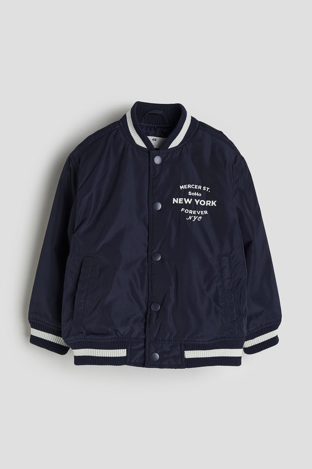 H&M Baseballjacke mit Motivstickerei Marineblau/New York