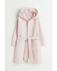 Waffled Hooded Dressing Gown Light Pink