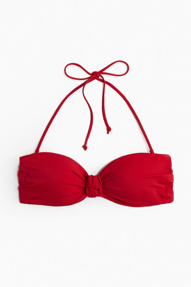 H&M Wattiertes Bandeau-Bikinitop Rot