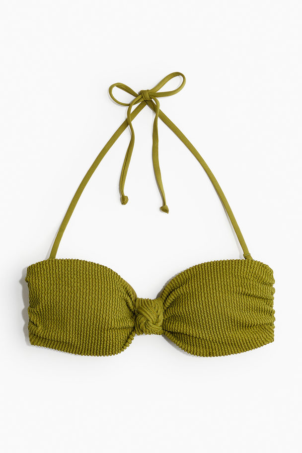 H&M Wattiertes Bandeau-Bikinitop Olivgrün