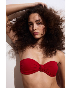 Wattiertes Bandeau-Bikinitop Rot