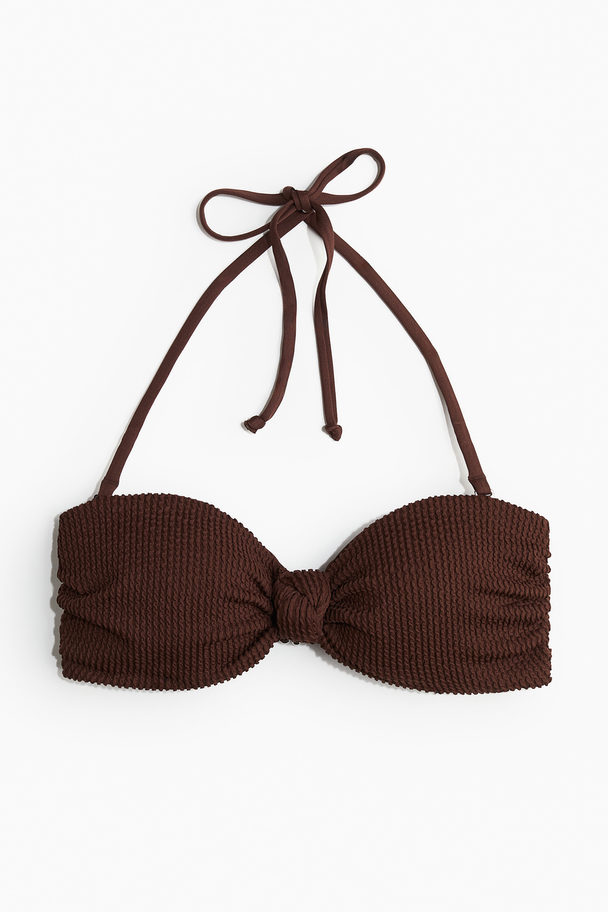 H&M Wattiertes Bandeau-Bikinitop Dunkelbraun