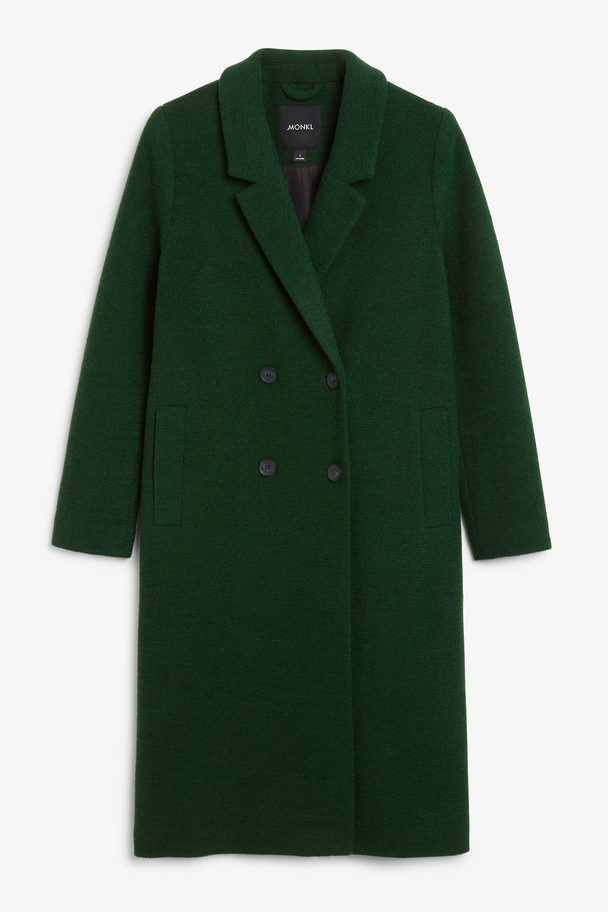 Monki Classic Double-breasted Coat Dark Green