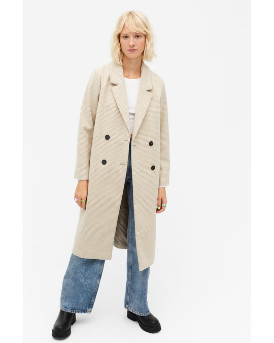 Monki Classic Double-breasted Coat Micro Checkered Pattern