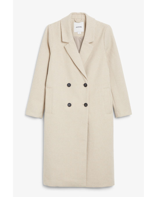 Monki Classic Double-breasted Coat Micro Checkered Pattern